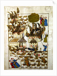 Ms. cicogna 1971, miniature from the 'Memorie Turchesche' depicting the great fire at Constantinople in 1660 by Venetian School