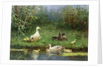 Ducks on a riverbank by David Adolph Constant Artz
