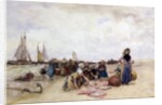 Fish Sale on the Beach by Bernardus Johannes Blommers or Bloomers