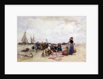 Fish Sale on the Beach by Bernardus Johannes Blommers or Bloomers