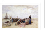 Fish Sale on the Beach by Bernardus Johannes Blommers or Bloomers