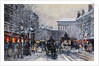 A Parisian winter scene by Eugene Galien-Laloue