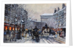 A Parisian winter scene by Eugene Galien-Laloue