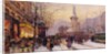 Winter Paris street scene by Eugene Galien-Laloue