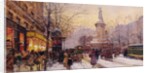 Winter Paris street scene by Eugene Galien-Laloue