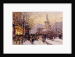 Winter Paris street scene by Eugene Galien-Laloue
