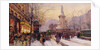 Winter Paris street scene by Eugene Galien-Laloue