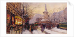 Winter Paris street scene by Eugene Galien-Laloue