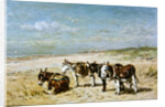 Donkeys on the Beach by Johannes Hubertus Leonardus de Haas