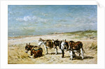 Donkeys on the Beach by Johannes Hubertus Leonardus de Haas