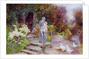 Woman and Child in a Cottage Garden by Florence Agnes Mackay