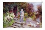 Woman and Child in a Cottage Garden by Florence Agnes Mackay