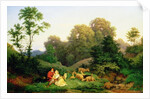Shepherd and Shepherdess in a German landscape, 1844 by Ludwig Adrian Richter