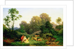 Shepherd and Shepherdess in a German landscape, 1844 by Ludwig Adrian Richter