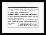 Johann Wolfgang von Goethe's Death Notice, 1832 by Johann Wolfgang von Goethe
