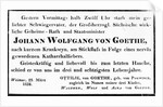 Johann Wolfgang von Goethe's Death Notice, 1832 by Johann Wolfgang von Goethe