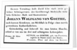 Johann Wolfgang von Goethe's Death Notice, 1832 by Johann Wolfgang von Goethe
