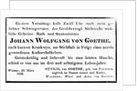 Johann Wolfgang von Goethe's Death Notice, 1832 by Johann Wolfgang von Goethe