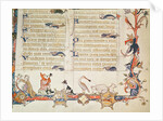 Illustration from a psalter, depicting various figures, a spoonbill, sheep, centaurs and Reynard the Fox by School English