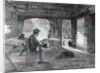 Interior of a settler's hut in Australia by English School