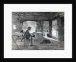 Interior of a settler's hut in Australia by English School