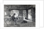 Interior of a settler's hut in Australia by English School