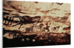 Rock painting of a leaping cow and a frieze of small horses, c.17000 BC by Prehistoric Prehistoric