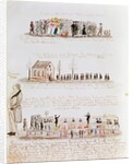 Three sketches depicting religious scenes in America by Lewis Miller