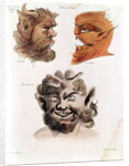 Heads of Evil Demons: Theumis, Asmodeus and The Incubus, illustrations from 'The Magus', pub. 1801 by Francis Barrett