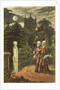 Edward Kelly a magician, and his partner the mathematician and astrologer, John Dee raising a ghost by English School