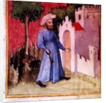 Allegorical illustration showing an Arab unlocking the gate of Knowledge, reputedly written and illuminated by Nicolas Flamel by Anonymous