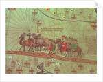 Catalan Atlas, detail showing the family of Marco Polo travelling by camel caravan by Spanish School