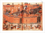 Mongols under the leadership of Hulagu Khan storming and capturing Baghdad in 1258 by Persian School