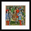 Seated crowned figure surrounded by musicians playing the lute, bagpipes, triangle, horn, viola and drums by Czech School