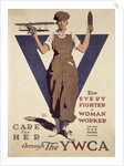 For Every Fighter a Woman Worker, 1st World War YWCA propaganda poster by Adolph Treidler