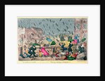 Very Unpleasant Weather, or the Old Saying verified 'Raining Cats, Dogs and Pitchforks!', pub. by G. Humphrey, 1820 by George Cruikshank