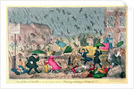 Very Unpleasant Weather, or the Old Saying verified 'Raining Cats, Dogs and Pitchforks!', pub. by G. Humphrey, 1820 by George Cruikshank
