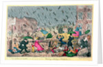 Very Unpleasant Weather, or the Old Saying verified 'Raining Cats, Dogs and Pitchforks!', pub. by G. Humphrey, 1820 by George Cruikshank