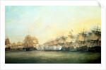 The fourth action off Trincomalee between the English under Admiral Sir Edward Hughes and the French under M. de Suffren, 1782 by Dominic Serres