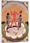 Icon of Chinnamasta, the Mahavidya arising from the joined bodies of the Originating Couple, Kangra, c.1800 by Indian School