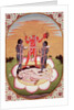 Icon of Chinnamasta, the Mahavidya arising from the joined bodies of the Originating Couple, Kangra, c.1800 by Indian School