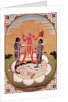 Icon of Chinnamasta, the Mahavidya arising from the joined bodies of the Originating Couple, Kangra, c.1800 by Indian School