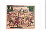 Pedro de Alvarado and his soldiers massacring the Aztecs, c.1520 by Theodor de Bry