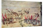 Cortes sinking his fleet off the coast of Mexico, 1518 by Spanish School