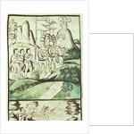 Cortes entering the Valley of Mexico between the volcanoes of Popocatepetl and Ixtaccihuatl by Mexican School