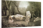 Broken Mayan idol at Copan, Guatemala by Frederick Catherwood