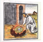 A European engaged in making a reliquary by Spanish School