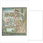 Book IX Aztec feather artisan designing and cutting patterns by Spanish School