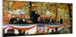 Abraham Lincoln and Stephen A. Douglas debating at Charleston, Illinois on 18th September 1858, 1918 by Robert Marshall Root