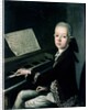 Portrait of Carl Graf Firmian at the piano, formerly thought to be Wolfgang Amadeus Mozart by Franz Thaddaus Helbling